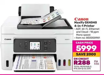 Game Canon Maxify GX4040 4-in-1 Printer offer