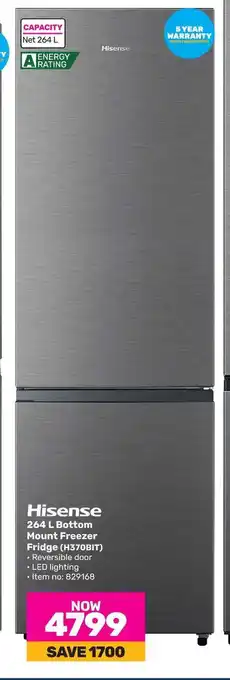 Game Hisense 264 L Bottom Mount Freezer Fridge (H370BIT) offer