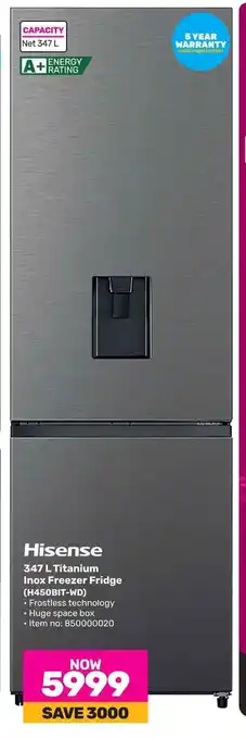 Game Hisense 347 L Titanium Inox Freezer Fridge offer