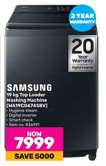 Game SAMSUNG 19 kg Top Loader Washing Machine offer