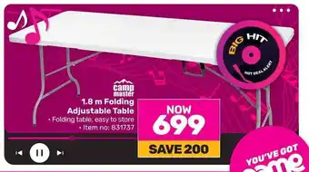 Game Camp Master 1.8 m Folding Adjustable Table offer