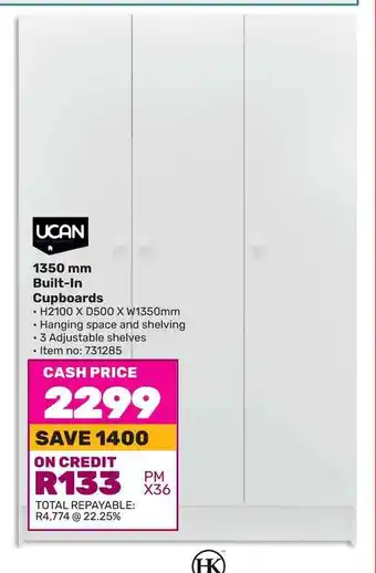 Game UCAN 1350 mm Built-In Cupboards offer