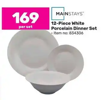 Game MAINSTAYS 12-Piece White Porcelain Dinner Set offer