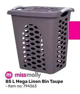 Missmolly 85 L Mega Linen Bin Taupe