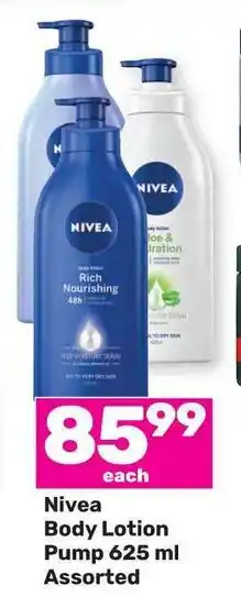 Game NIVEA Body Lotion Pump 625 ml Assorted offer