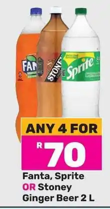 Game Fanta, Sprite OR Stoney Ginger Beer 2 L offer