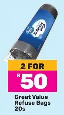 Game Great Value Refuse Bags 20s offer