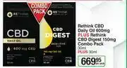 Rethink CBD Daily Oil 600mg Plus Rethink CBD Digest 150mg Combo Pack (30ml Plus 30ml)-Per Pack