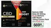 Dis-Chem Rethink CBD Daily Oil 300mg Plus Rethink CBD Boost 150mg Combo Pack (30ml Plus 30ml)-Per Pack offer