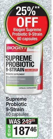 Dis-Chem Biogen Supreme Probiotic 9 Strain-60 Capsules offer