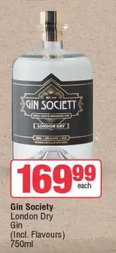 Spar Tops Gin Society London Dry Gin (Incl. Flavours) 750ml offer