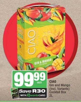 Spar Tops CIAO Gin and Mango (Incl. Variants) Cocktail Box 2L offer