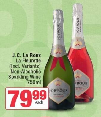 Spar Tops J.C. Le Roux La Fleurette (Incl. Variants) Non-Alcoholic Sparkling Wine 750ml offer