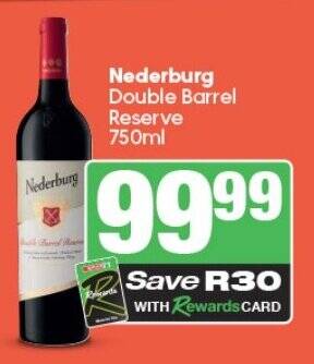 Spar Tops Nederburg Double Barrel Reserve 750ml offer