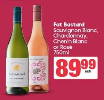 Spar Tops Fat Bastard Sauvignon Blanc, Chardonnay, Chenin Blanc or Rosé 750ml offer