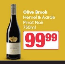 Spar Tops Olive Brook Hemel & Aarde Pinot Noir 750ml offer