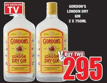 Boxer Liquors GORDON'S LONDON DRY GIN 2 X 750ML offer