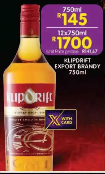 Shoprite KLIPDRIFT EXPORT BRANDY 750ml offer