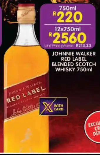 Shoprite JOHNNIE WALKER RED LABEL BLENDED SCOTCH WHISKY 750ml offer