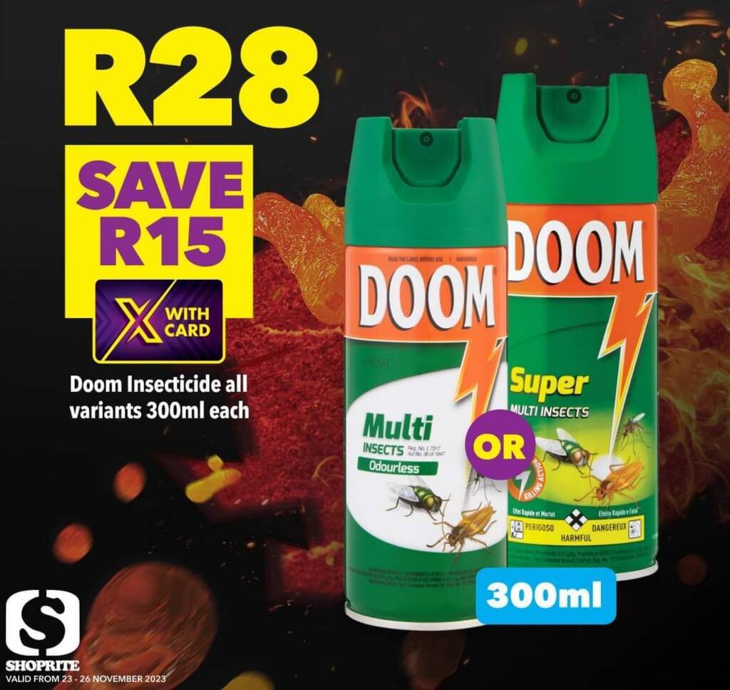 Doom Insecticide all variants 300ml each offer at Shoprite