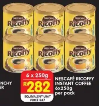 Shoprite NESCAFÉ RICOFFY INSTANT COFFEE 6 x 250g per pack offer