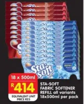 Shoprite STA-SOFT FABRIC SOFTENER REFILL all variants 18x500ml per pack offer