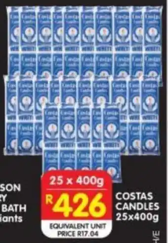 Shoprite COSTAS CANDLES 25x400g offer