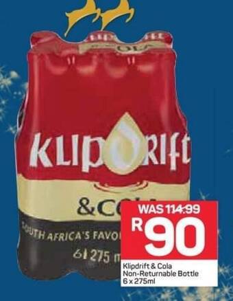 Pick n Pay Klipdrift & Cola Non-Returnable Bottle 6 x 275ml offer