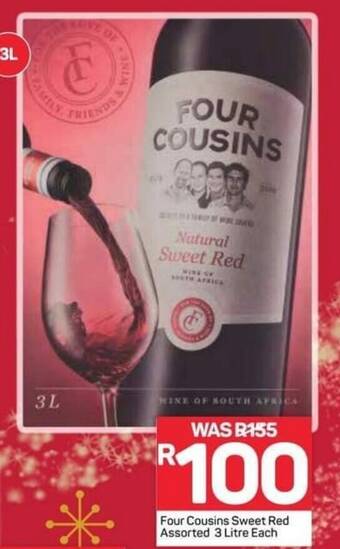 Pick n Pay Four Cousins Sweet Red Assorted 3 Litre Each offer