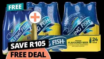 Checkers Liquor Shop Buy 24x330ml Flying Fish Premium Lemon Flavoured Beer NRB & Get 6x330ml Flying Fish Premium Dry Apple Flavoured Beer NRB FREE offer