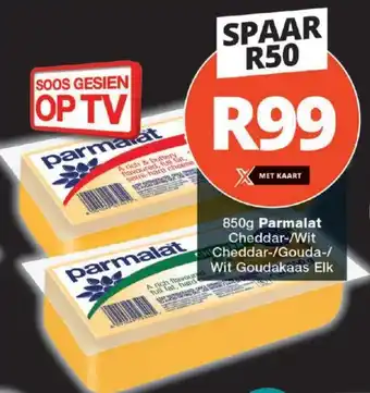 Checkers 850g Parmalat Cheddar-/Wit Cheddar-/Gouda-/ Wit Goudakaas Elk offer