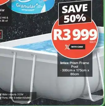 Checkers Intex Prism Frame Pool 300cm x 175cm x 80cm offer