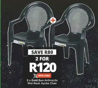 2 x Gold Sun Anthracite Mid-Back Ayoba Chair
