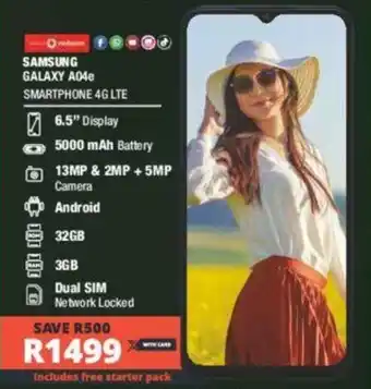 Checkers SAMSUNG GALAXY A04e SMARTPHONE 4G LTE offer