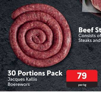 Makro 30 Portions Pack Jacques Kallis Boerewors offer