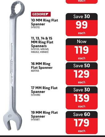 Makro GEDORE 10 MM Ring Flat Spanner offer