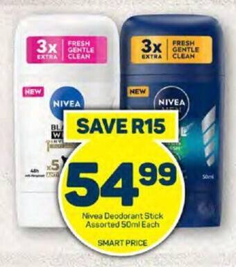 Pick n Pay Nivea Deodorant Stick Assorted 50ml Each offer