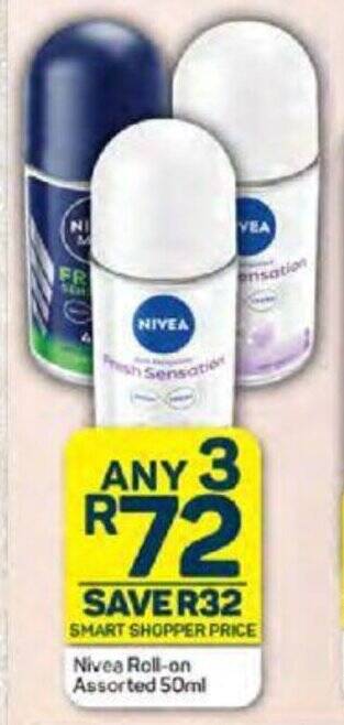 Pick n Pay Nivea Roll-on Assorted 50ml offer
