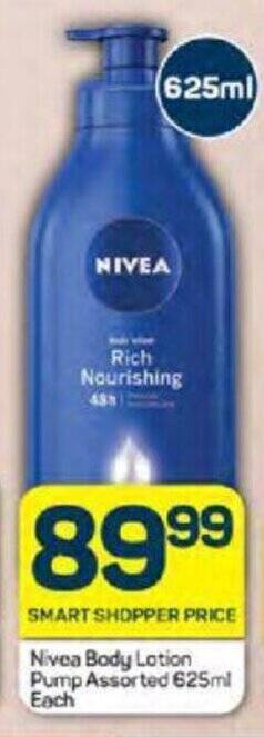Pick n Pay Nivea Body Lotion Pump Assorted 625ml Each offer