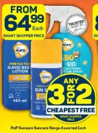 Pick n Pay PnP Sunsure Suncare Range Assorted Each offer