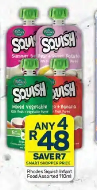 Pick n Pay Rhodes Squish Infant Food Assorted 110ml offer