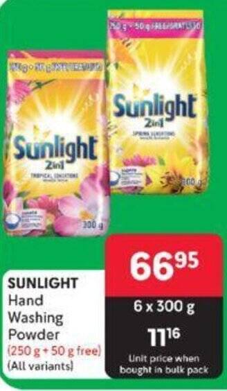 Makro SUNLIGHT Hand Washing Powder (250g +50g free) All variants offer