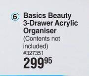 Dis-Chem Basics beauty 3 drawer acrylic organiser offer