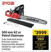 Builders Warehouse Ryobi 500mm 62cc petrol chainsaw offer