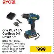 Builders Warehouse Ryobi one plus 18v cordless drill driver kit offer