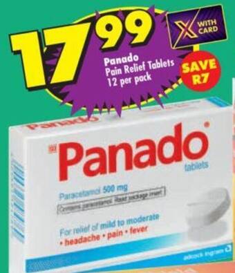 Shoprite Panado Pain Relief Tablets 12 per pack offer