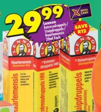Shoprite Lennon Entressdruppels/ Stuipdruppels/ Haarlemensis 20ml Each offer