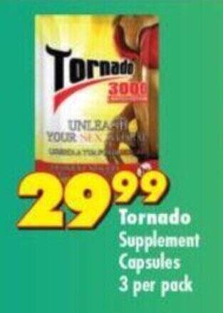 Shoprite Tornado Supplement Capsules 3 per pack offer