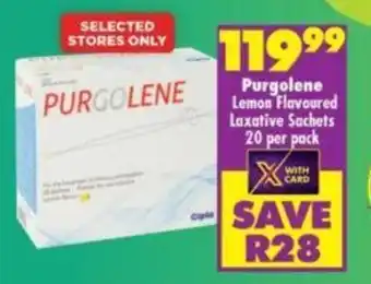 Shoprite Purgolene Lemon Flavoured Laxative Sachets 20 per pack offer