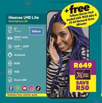 Shoprite Hisense U40 Lite Smartphone 3G offer